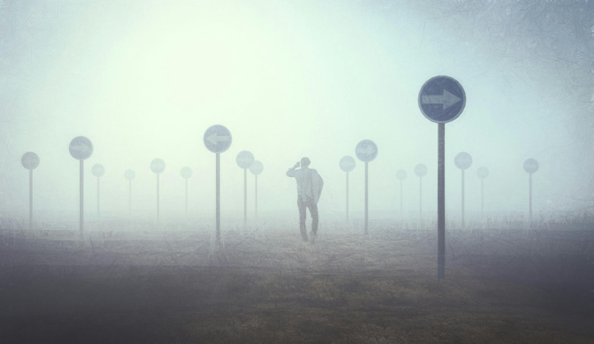 Man lost in the fog